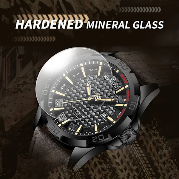 NAVIFORCE Herr Casual Militär Quartz Watch för män Läder Vattentät klocka Relogio Masculino NF8023 SGNGN