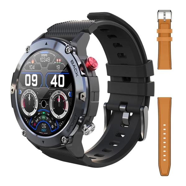 LEMFO LF26 Max Smart Watch Herr Bluetooth Call Smartwatch IP68 Vattentät 360 HD Screen Standby för Android IOS Black brown