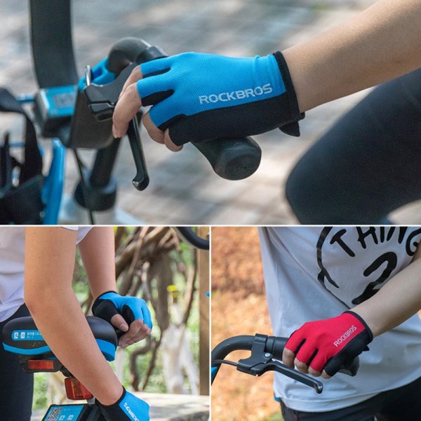 ROCKBROS Half Finger MTB Cykelhandskar Andas landsvägscykelhandskar i nylon Tunna Lätt Slitstark Fingerlös Fitness Vante S106 Red XXL