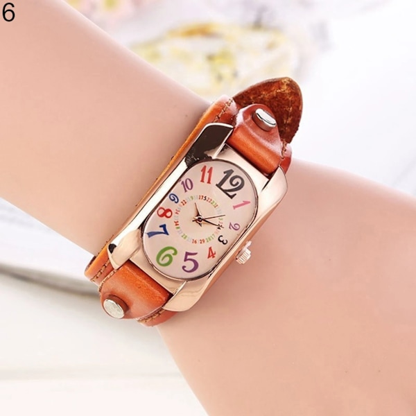 Vintage Casual Watch Alloy Urtavla Faux Läder Armband Avlångt case Analog Quartz Clock Dam Armbandsur Relojes Para Mujer Red