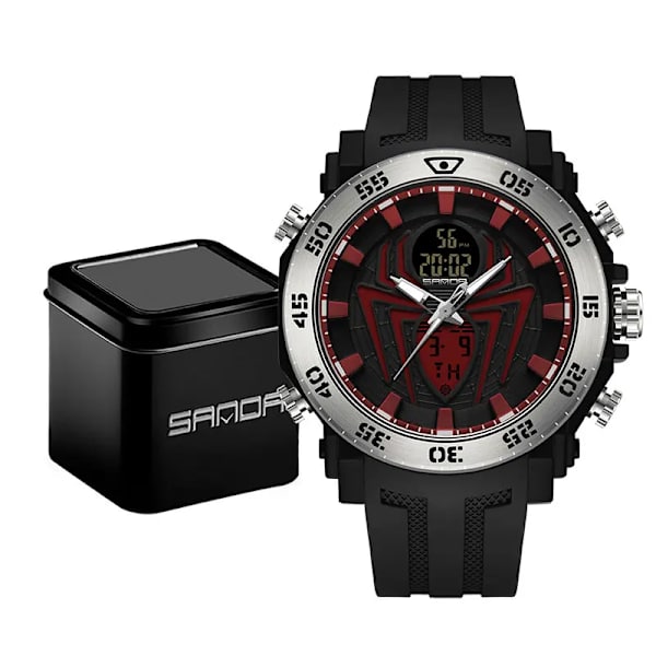 SANDA Herr Militärklockor Mode Watch Analog Elektronisk LED Armbandsur För Man Klocka Relogio Masculino Vattentät 50M Black red 1