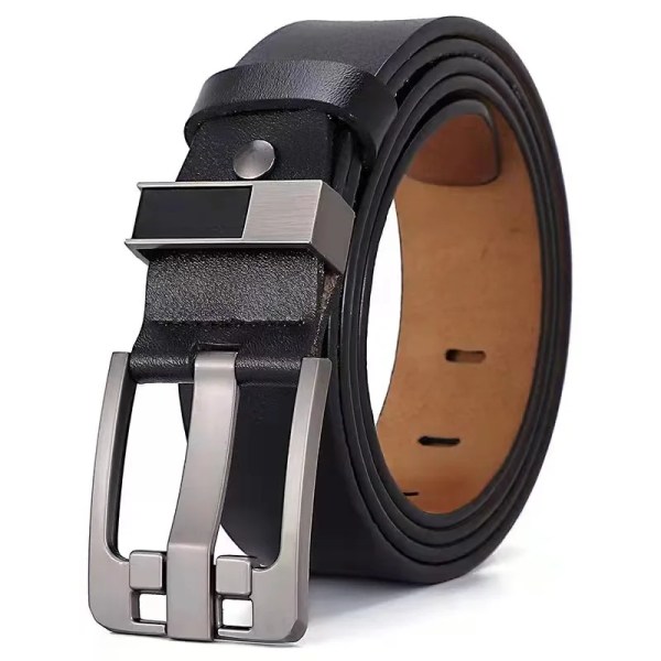 Män högkvalitativt bälte i äkta läder Lyxiga designerbälten för män Modeband för män manliga jeans för man Cowboy P309-Black 110cm