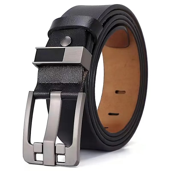 Män högkvalitativt bälte i äkta läder Lyxiga designerbälten för män Modeband för män manliga jeans för man Cowboy P309-Black 115CM