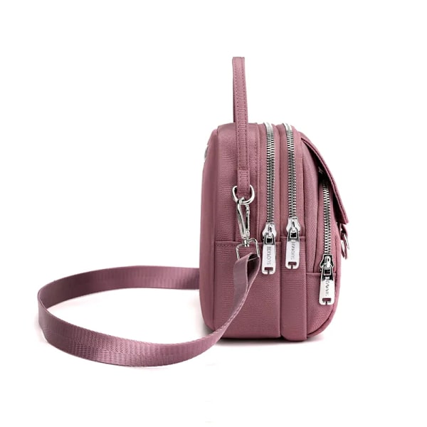 Mode 3 lager kvinnor liten handväska hög kvalitet slitstarkt tyg kvinnlig axelväska Ganska stil tjejer Härlig miniväska Pink 19cm x 15cm x 10cm