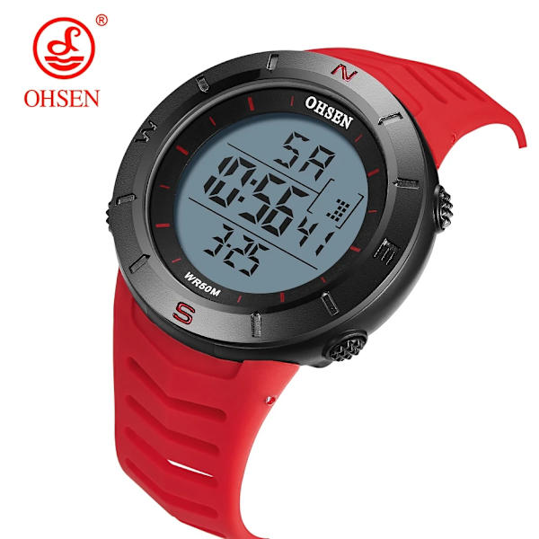 Digital watch Militär Vattentät Sport Märklockor Gult band 50M Dykning Mode Elektroniskt armbandsur Taktiska manklockor Red watch