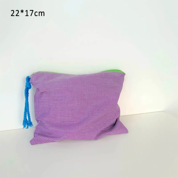 2021 Rutiga kosmetiska väskor för kvinnor mångsidiga toalettartiklar Mode bomullsdragkedja Resebad sminkväskor Toalettväskor tvättväskor purple