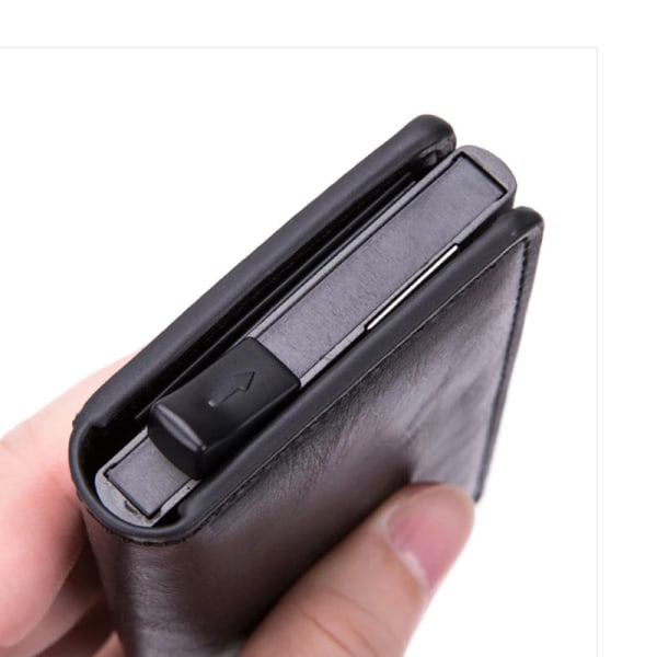 Bycobecy Anpassat namn Läderplånbok Herr Case Magnetkorthållare Smart Wallet Stöldskydds RFID-korthållare X-60-Carbon Black