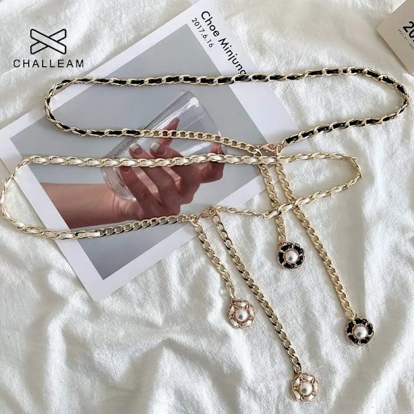 Kedjebälten För Kvinnor Punkstil Metallklänning Guld Dekoration Midjekedja Dam Lyx Designer Märke Kläder Tillbehör 366 White 1pc