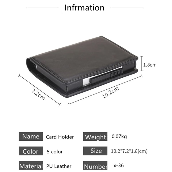 Modekorthållare Aluminium Kreditkortshållare Män Kvinnor Metallplånbok för kort-ID-hållare Visitkortspaket RFID-skydd Crazy black