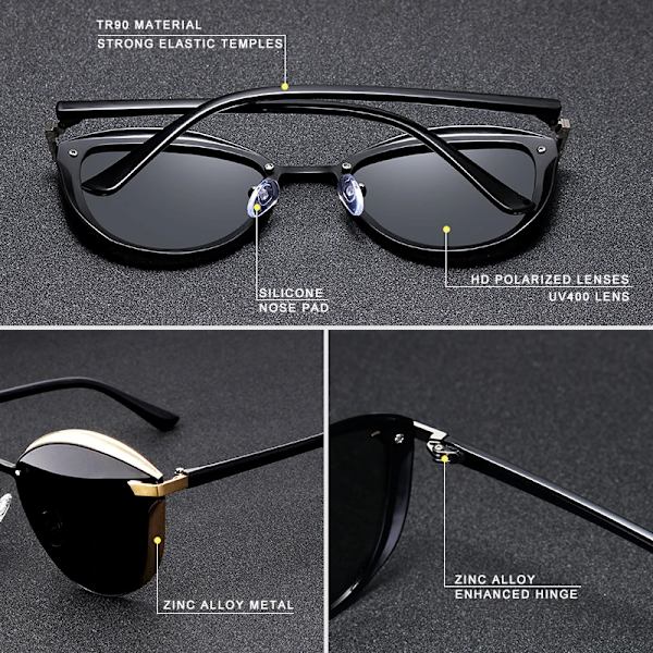 KINGSEVEN Polarized Solglasögon För Dam Lyxdesign Dam Elegant Solglasögon UV400 Skydd Mode Cat Eye Glasögon C05  SILVER Original