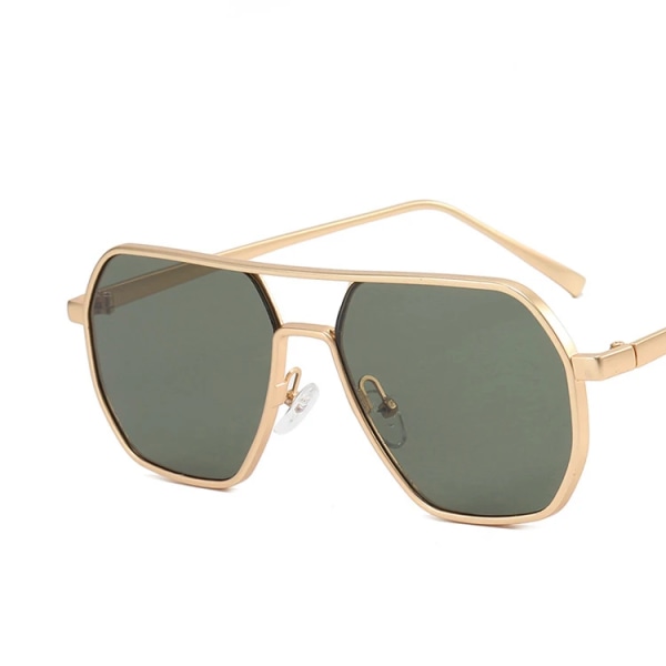 Retrosolglasögon för män Märkesdesigner Högkvalitativ metallram Solglasögon Skyddande körglasögon Glasögon UV400 Golden green As picture