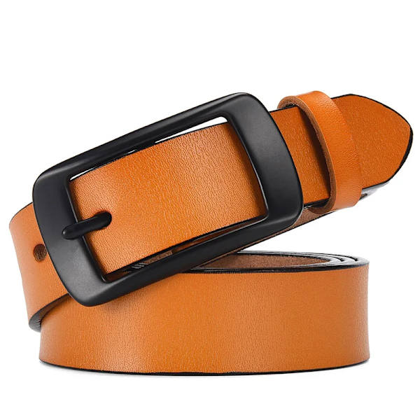 DINISITON Bälten för kvinnor för kvinnor Äkta läderbälte Mode matchande band Kohud Casual Designerbälte av hög kvalitet Yellow 100cm
