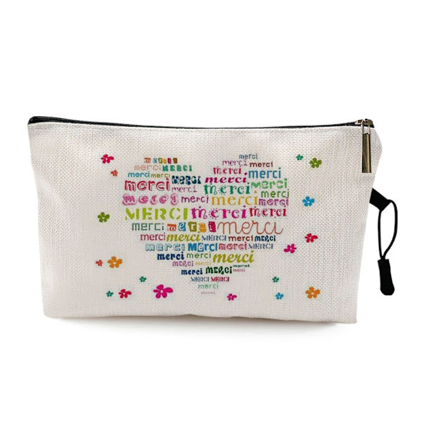 Teacher's Day Examen Present Cosmetic Bag Super Atsem Merci Maitresse Print Kvinnor Neceser Sminkväska Påse Organizer Pattern 22 22 x 13 CM