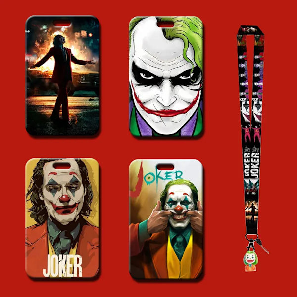 1 Set The Joker Card Holder Anime Badge Anti-Lost Lanyard Student måltidskort Skyddsärm Busskort måltidskort hänge XC-11