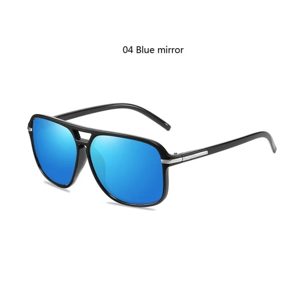 Överdimensionerade vintage polariserade solglasögon Män Kvinnor Mode Resor Förarmärke Solglasögon Pilot Svarta nyanser Anti-bländning UV400 04 Blue mirror