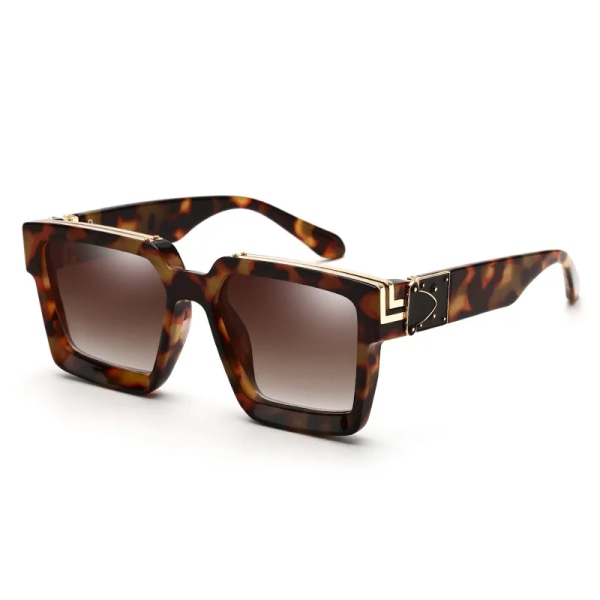 Nytt lyxvarumärke Designer fyrkantiga överdimensionerade solglasögon Herr Kvinnor 2022 Mode Tjocka Bågar Glasögon Herr UV400 Manlig Kändis C7 Leopard Frame As picture
