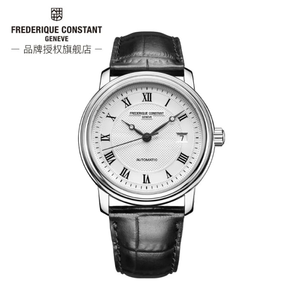 2023 Fashion Luxury Enkel Frederique Constant Watch för män FC-303 Casual Auto Date Dial Armbandsur Premium läderarmband white
