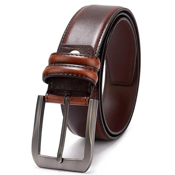 Klänning i äkta läder för män Klassisk sömnad design 38 mm Vanliga stora och höga storlekar 0502SL-kou-Cognac 110cm