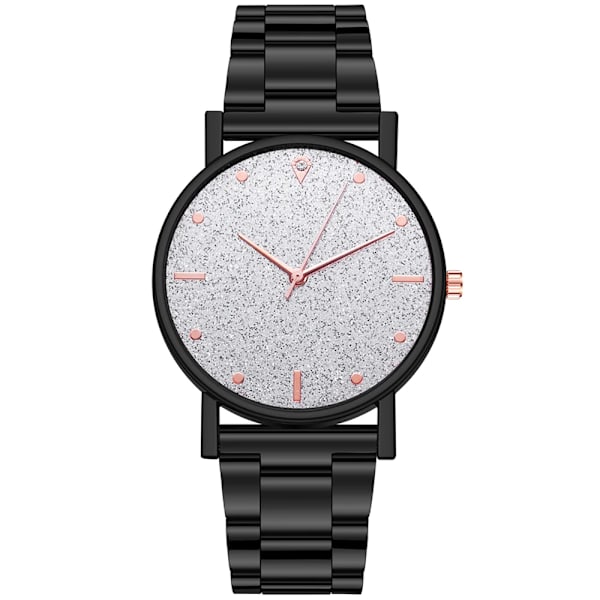 Svart Watch 2023 Toppmärke Lyx Stjärnhimmel Dam Rostfritt stålband Analog Quartz Armbandsur för 06 Black-Silver
