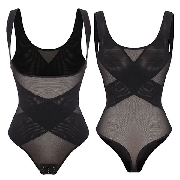 Damtrosa Bodysuits Full BodyShaper Seamless Sexig Magkontroll Shapewear MISS MOLY Mesh Bantning Platt Mage Underbyst Korsett Black XXL