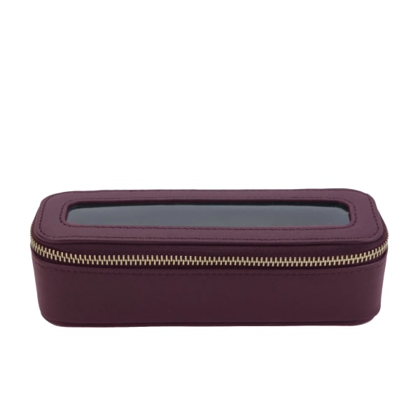 Anpassade bokstäver Färgglada Klassisk Saffiano Bärbar Resor Klar PVC Kosmetikväska TPU Tvättväska Sminkborste Förvaringsväska Present burgundy 19X6X6CM