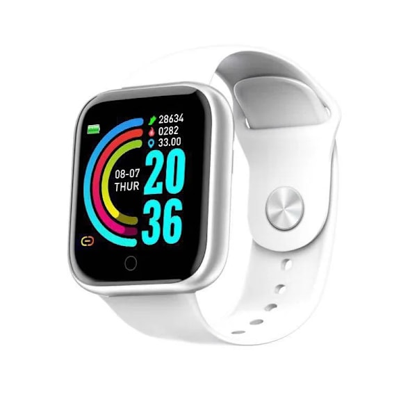 D20 Y68 Smart Watch Bluetooth Svara samtal Sport Fitness Tracker Custom Dial Smartwatch Män Kvinnor betygsätt blodtryck PK D13 D18 Y68 White