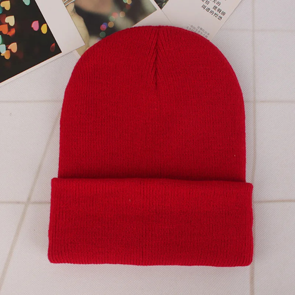 Mössa Vinter för Kvinnor Män Pojkar Flickor Virkad Skullies Hatt Enfärgad Unisex Höststickad Mössa Cap Vilda Tillbehör red Head 45-60cm