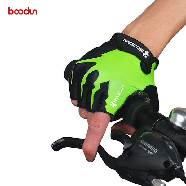 BOODUN Summer Shockproof Cykelhandskar Half Finger Outdoor MTB Road Bike Cykelhandskar Sportvante för barn Män Kvinnor Green S