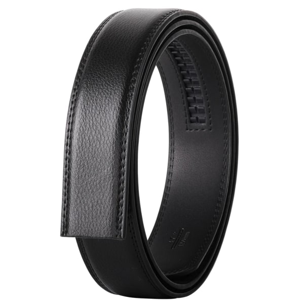 Inget spänne 3,5 cm bredd koskinn bälte i äkta läder herr utan automatisk spänne hane Svart Brun Blå Grå Vit B509 S1 130cm