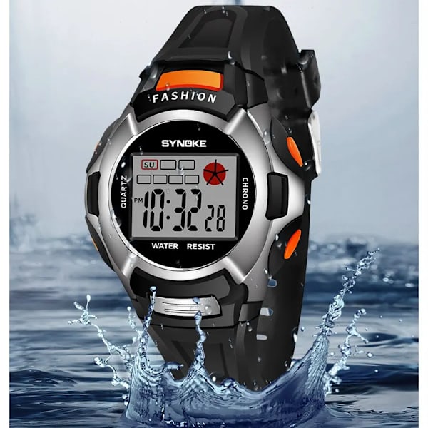 SYNOKE Digital Movement Elektronisk watch Alarm Färgglad Lysande Multifunktion Sport Pojkar Flickor Studenter Watch Black