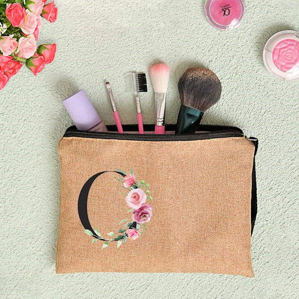 Anpassat namn Blomma Brev Kosmetikväska Bachelorette Party Neceser Makeup Väskor Dragkedja Toalettartiklar Organizer Brudtärna Presenter D4BaleO