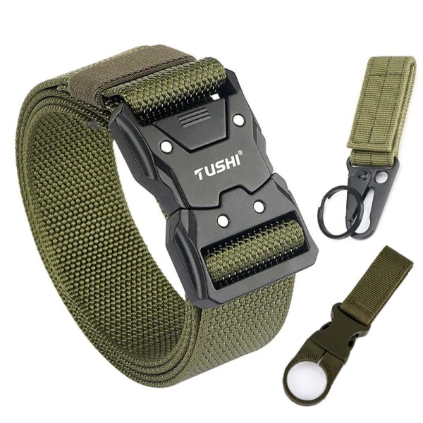 VATLTY 2022 Snabbtorkande taktiskt bälte män Hårdlegering Snabbspänne 1200D Mjuk nylon Army Bälte Hane Militär utrustning ArmyGreen set(.1103) 125cm(adjustable)(.1103)