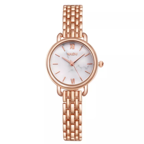 Mode Rose Gold Watch Lyxig rostfritt stål Damklockor Liten urtavla Elegant kvinnlig kvartsarmband Armbandsur reloj White