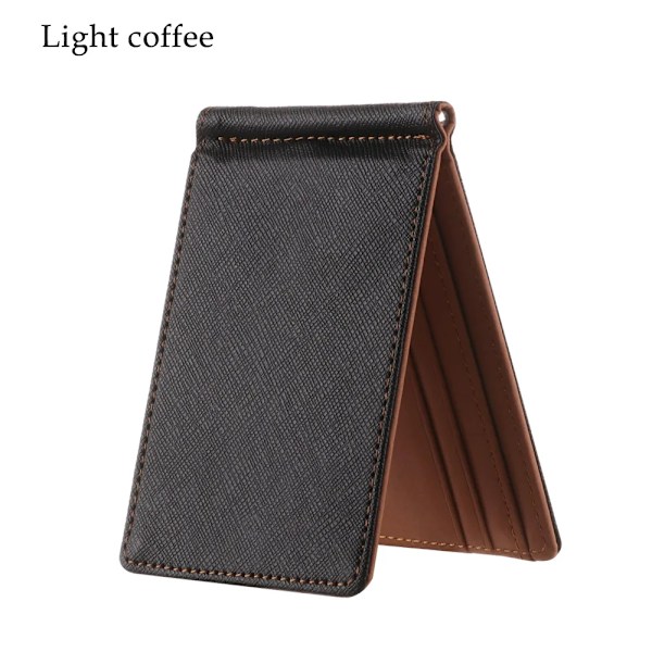 Ny Anti Rfid Blockering 5 Pull Kreditkortshållare Mobiltelefon Plånboksläsare Lås Bankkortshållare ID-kort Plånbok PU-läder light coffee 1