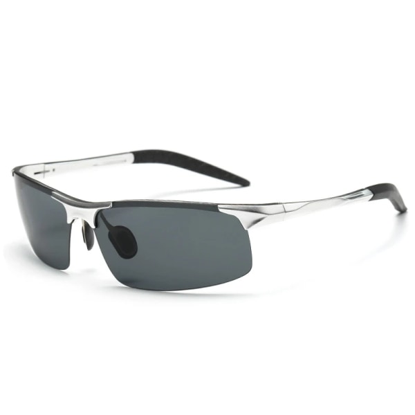 AORON Polarized Solglasögon Herr Klassiska Sportkörning Solglasögon UV400 Lyxiga Solglasögon av aluminiumram för män Silver Blue Original Zipper Case