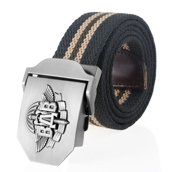 SupSindy män Canvasbälte 3D ryska luftburna trupper VDV metallspänne jeansbälten för män Army Military Taktisk Bälten Man Strap Green stripes 110cm