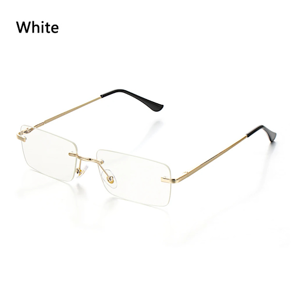 Resestil Bergsklättring Solglasögon För män Kvinnor UV400 nyanser Rektangel utan båge Glasögon Gradient Färger Glasögon White