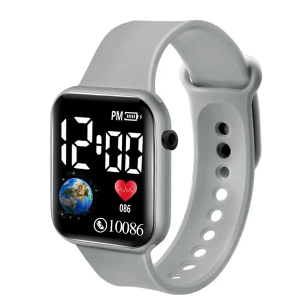 Nya LED Sportklockor Smart Watch För Barn Män och Dam Digital Elektronisk Watch Casual Silikonarmbandsur Dro Grey