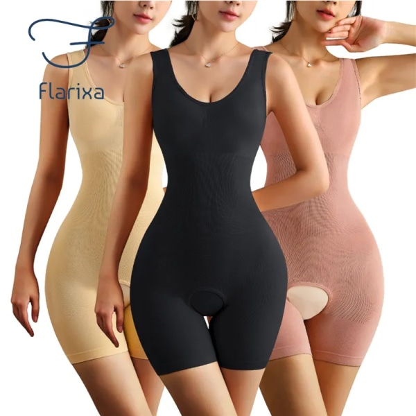 Flarixa Plus Size Butt Lifter Body Shaper Damkropp Öppen gren Magkontroll Shapewear Seamless Slimming Underwear 5XL Black-Boxer 3XL-4XL