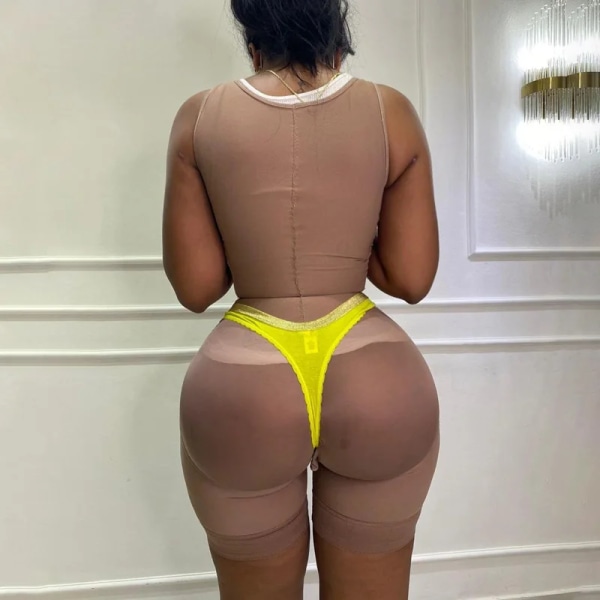Kvinnor Full Body Shapewear Magkontroll Fajas Skims Justerbar krok och öga Frontstängning Efter fettsugning BBL Post Op Surgery Black XXL
