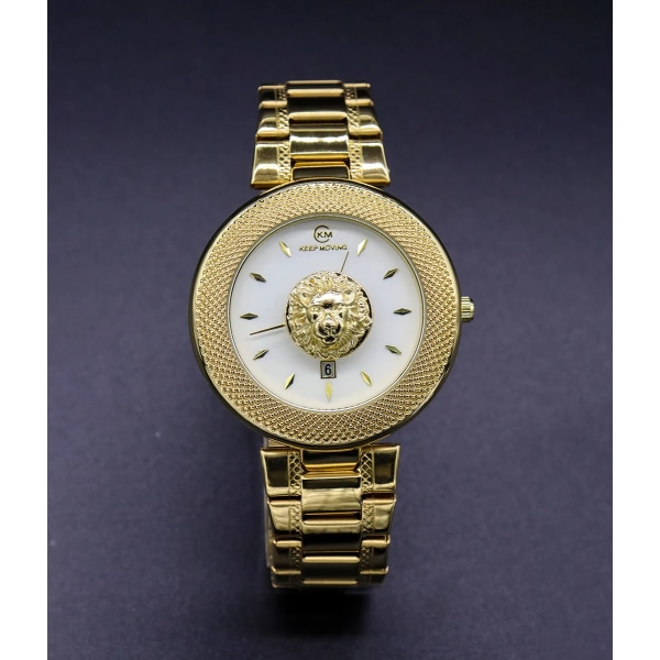Hett modemärke Keep Moving Lejonmönster Watch Snygg Noble Quartz dam Stål Vattentät Watch relogio feminino gold w