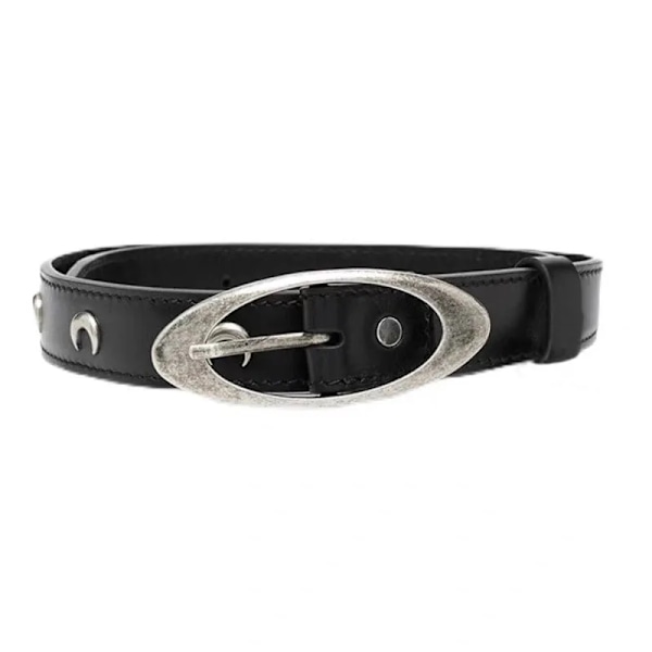 Läder Metall Halvmåne Läderbälte Lyxdesign för kvinnor Mode Casual Mångsidig jeans gördel Gotisk bohemisk koreansk korsett White 120cm