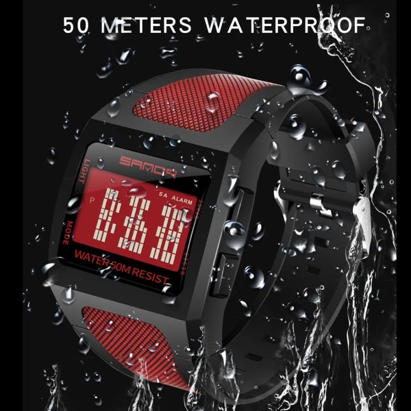 Sport Herr Digitala klockor Mode LED Watch 5Bar Vattentät Armbandsur Man Elektronisk Militärklocka Relogio Masculino Red