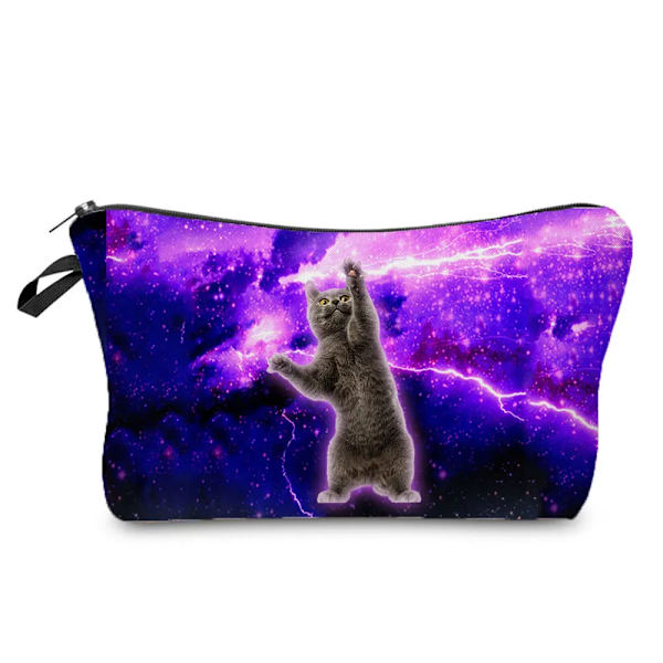 Svart katt utskrift kvinnor kosmetiska väskor Djur Söt Casual Bärbar förvaring Sminkväska Toalettväskor hz1242 Cat Bag