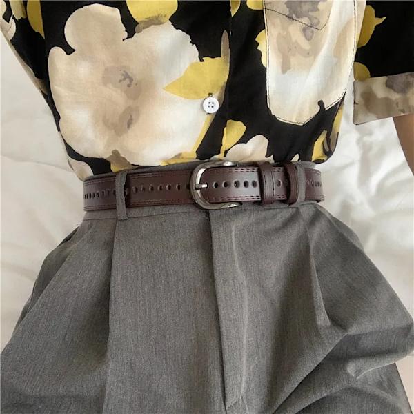 Kvinnor Bälte PU Läder Pin Spänne Punk Wind Jeans Ny stil mode Kvinna Svart Fri storlek Grommet Bälten för byxor 152 297-coffee Free Size