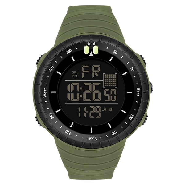 SANDA Brand Herr Kronograf Watch Mode Man LED Digital Vattentät Klocka Militär Armbandsur relogio masculino Army Green