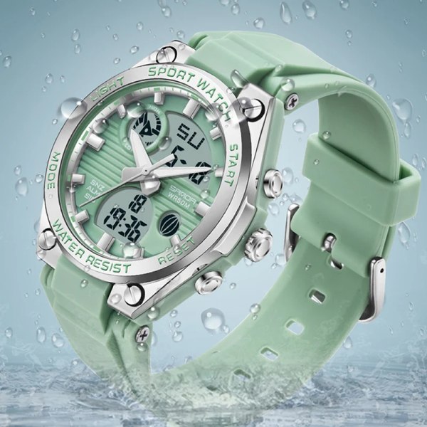 SANDA Luxury Ms LED Digital Watch Mode Casual Watch Kvinnor Flicka Militär Vattentäta Armbandsur Montre Dames 6062 White Rose