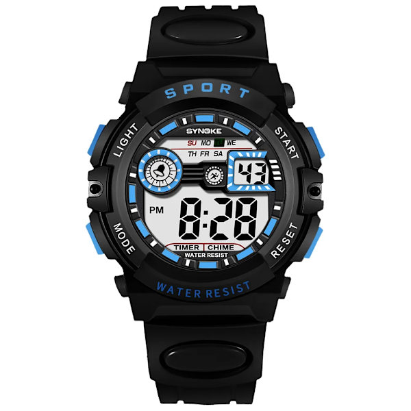 SYNOKE Big Numbers Watch Herr 50M Vattentät Manklocka Alarm Stoppur Multifunktion Digitala klockor Relogio Masculino Black - Blue
