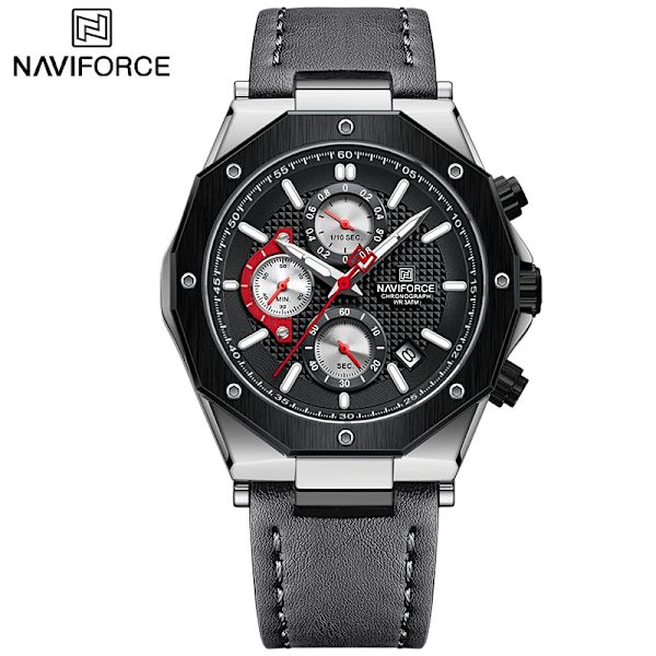 Nya NAVIFORCE klockor Top Lyx Märke Sport Watch Läder Vattentät Business Mode Kronograf Armbandsur Auto Date S B GY