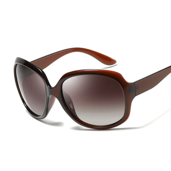 Märke Star Style Lyxiga Solglasögon Kvinna Överdimensionerade Solglasögon Kvinna Vintage Oval Stor Båge Utomhussolglasögon UV400 Brown
